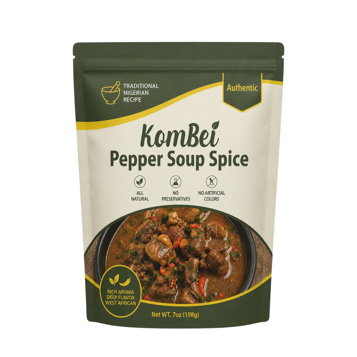KomBei Nigerian Pepper Soup Spice – Authentic Spice Blend, 7 oz